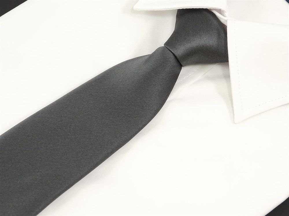 Krawatte mit Gummizug - Sicherheitskrawatte - Bereits gebundene Krawatten im Satin Finish - 51 x 7 cm - anthrazit