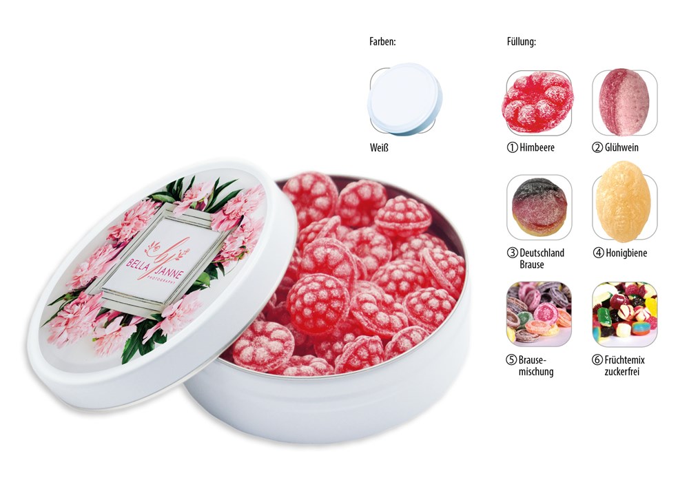 Runddose 99 120 g  ,  Inhalt:  Bonbons Deutschland Brause