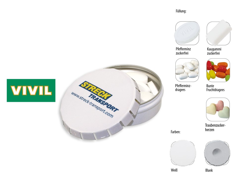 Klick-Dose-75 45 g  ,  Inhalt:  Bunte Fruchtdragees gemischt (Dose)
