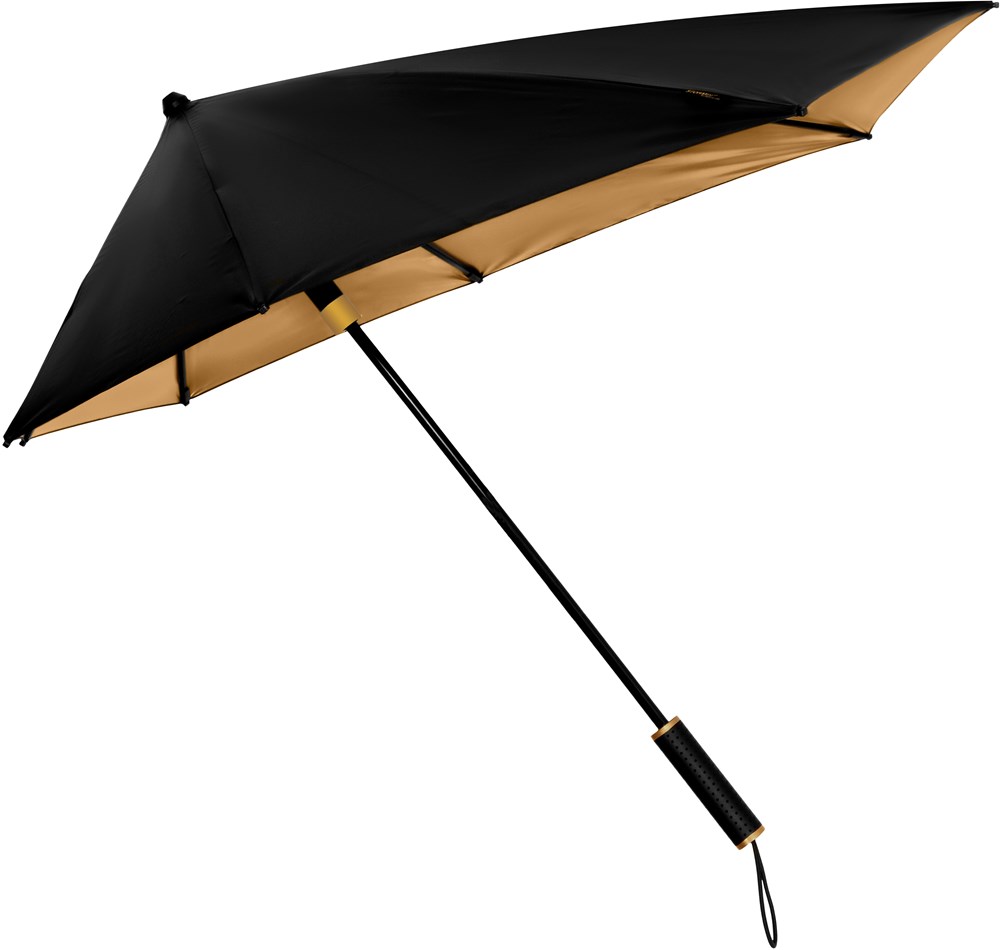 STORMaxi - Aerodynamische Sturm Regenschirm - Handffnung - Windproof -  92 cm - Schwarz / Gold